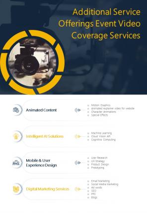 Additional Service Offerings Event Video Coverage Services One Pager Sample Example Document
