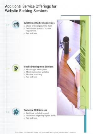 Additional Service Offerings For Website Ranking Services One Pager Sample Example Document