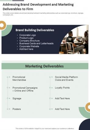 Addressing Brand Development And Marketing Deliverables One Pager Sample Example Document