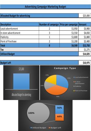 Advertising Budget Excel Spreadsheet Worksheet Xlcsv XL Bundle Engaging Downloadable