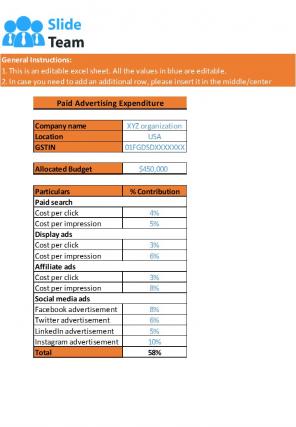 Advertising Expenditure Excel Spreadsheet Worksheet Xlcsv XL Bundle V Downloadable Appealing