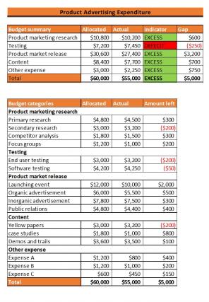 Advertising Expenditure Excel Spreadsheet Worksheet Xlcsv XL Bundle V Designed Appealing