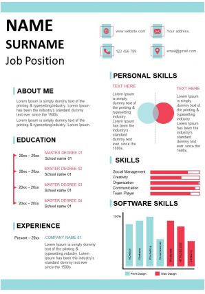 Aesthetic resume template cv design for professionals