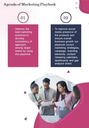 Agenda Of Marketing Playbook One Pager Sample Example Document