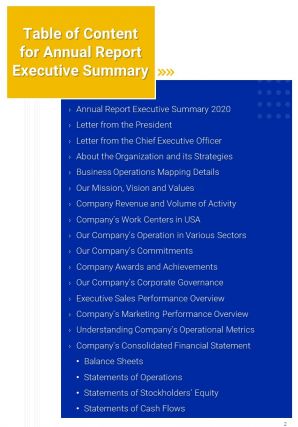 Annual Report Executive Summary Example Pdf Doc Ppt Document Report Template