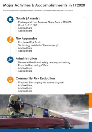 Annual report for fire department firm pdf doc ppt document report template