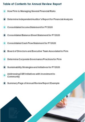 Annual review report for firm pdf doc ppt document report template