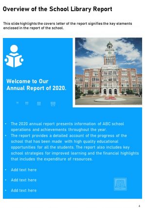 Annual school library report sample pdf doc ppt document report template