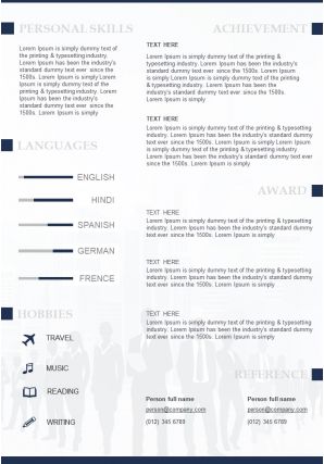 Attractive resume powerpoint template for business professionals