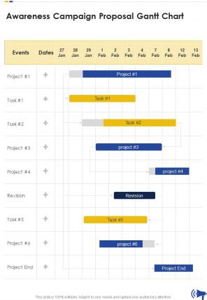 Awareness Campaign Proposal Gantt Chart One Pager Sample Example Document