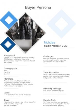 B2B Content Marketing Proposal Buyer Persona One Pager Sample Example Document