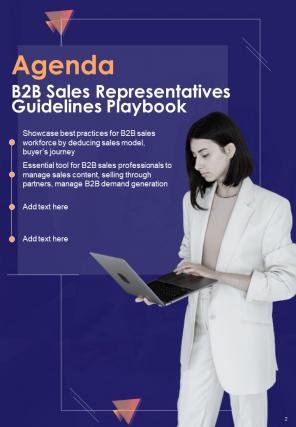 B2B Sales Representatives Guidelines Playbook Report Sample Example Document Editable Template