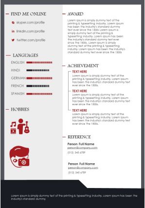 Beautiful resume template powerpoint cv a4 size template