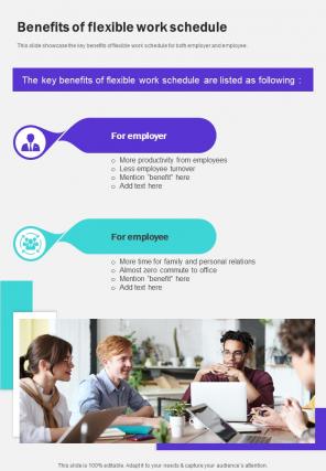 Benefits Of Flexible Work Schedule One Pager Sample Example Document
