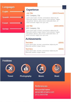 Best cv resume infographic layout editable ppt template