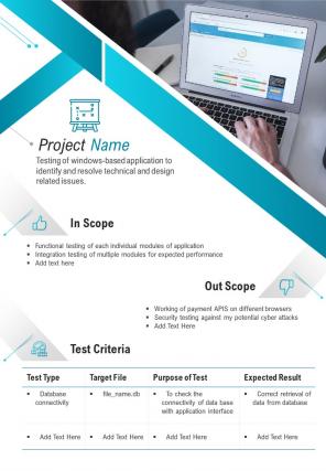 Bi fold agile test strategy software project document report pdf ppt template