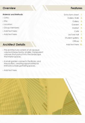 Bi fold architecture portfolio design work samples document report pdf ppt template