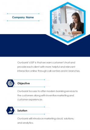 Bi fold banking case study template document report pdf ppt one pager