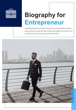 Bi fold biography for entrepreneur document report pdf ppt template one pager