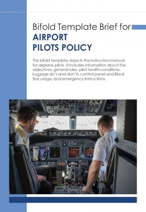 Bi fold brief for airport pilots policy document report pdf ppt template