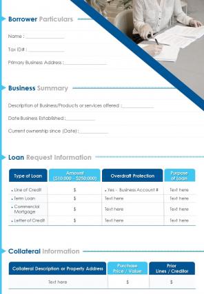 Bi fold business loan agreement document report pdf ppt template