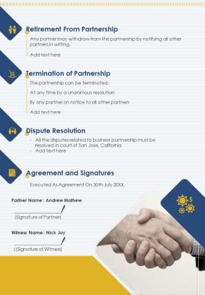 Bi fold business partnership agreement document report pdf ppt template