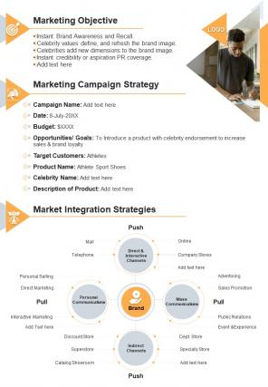 Bi fold celebrity endorsement marketing campaigning plan document report pdf ppt template