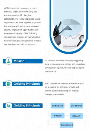 Bi fold chamber of commerce plan with strategic priorities document report pdf ppt template one pager