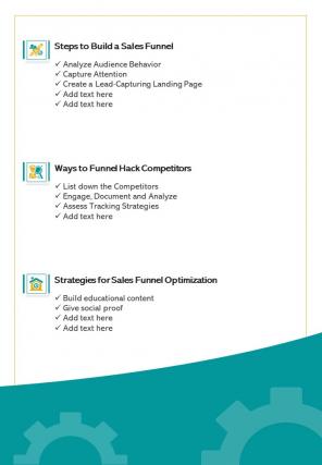 Bi fold checklist and steps to optimize sales funnel document report pdf ppt template one pager