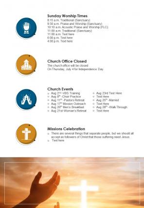 Bi fold church newsletter document report pdf ppt template one pager