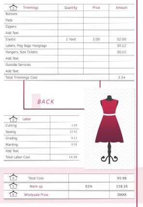 Bi fold costume production sheet document report pdf ppt template