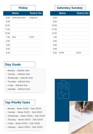 Bi fold daily appointment planner chart for doctor document report pdf ppt template one pager