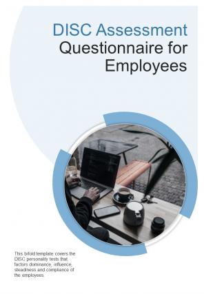 Bi fold disc assessment questionnaire for employees document report pdf ppt template one pager