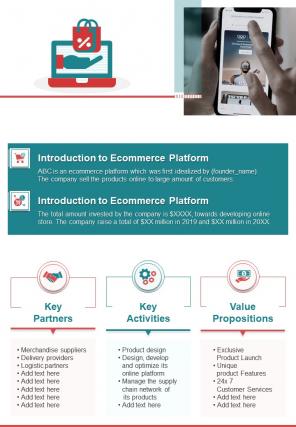 Bi fold ecommerce platform business canvas document report pdf ppt template