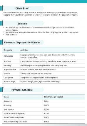 Bi fold ecommerce website development project proposal document report pdf ppt template