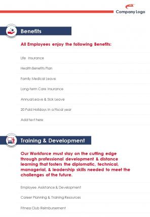 Bi fold employee benefits summary document report pdf ppt template