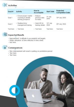 Bi fold employee performance improvement plan document report pdf ppt template