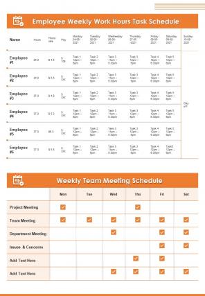 Bi fold employee weekly planner page summary document report pdf ppt template