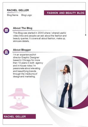 Bi fold fashion and beauty blogger template document report pdf ppt one pager