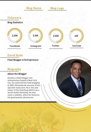 Bi fold food blogger template document report pdf ppt one pager