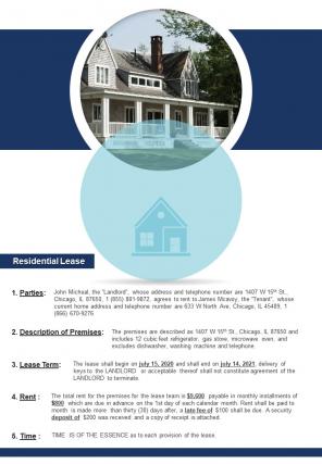 Bi fold for house rental and lease agreement document report pdf ppt template one pager