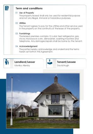 Bi fold for house rental and lease agreement with lessor and lessee pdf ppt template one pager