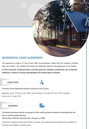 Bi fold for residential rental and lease agreement document report pdf ppt template one pager
