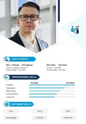 Bi fold graphic designer professional cv in summary document report pdf ppt template one pager