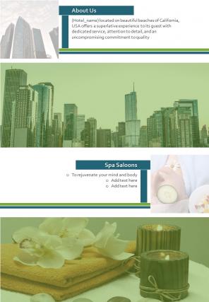 Bi fold hotel ads in magazine document report pdf ppt template