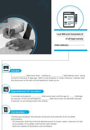 Bi fold last will template document report pdf ppt one pager