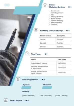 Bi fold marketing project proposal document report pdf ppt template one pager