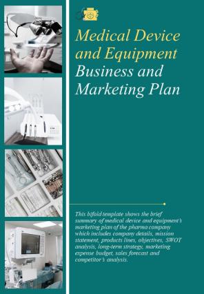 Bi fold medical device and equipment business and marketing plan document report pdf ppt template