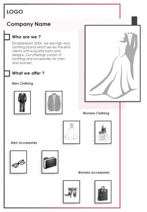 Bi fold men and women clothing product catalog template document report pdf ppt one pager