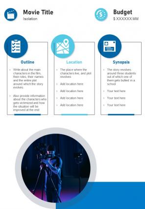 Bi fold movie treatment with synopsis document report pdf ppt template one pager